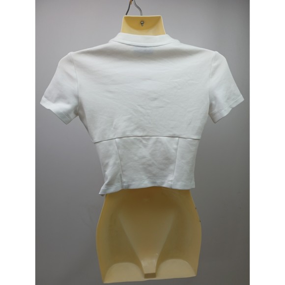 Area NYC Women's White Crystal Pyramid Cup Short Sleeve T-Shirt Size XS - Picture 4 of 10